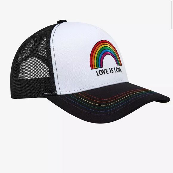 Love Is Love Rainbow Stitch Trucker Hat - Picture 2 of 4